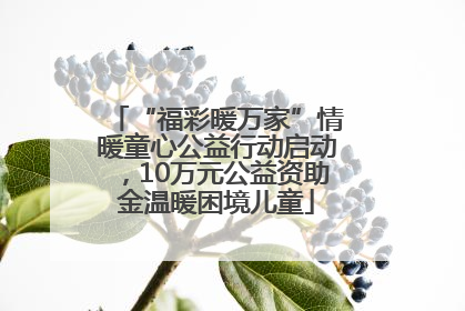 “福彩暖万家”情暖童心公益行动启动，10万元公益资助金温暖困境儿童
