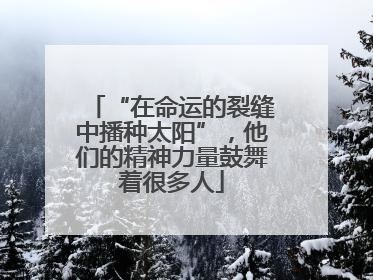 “在命运的裂缝中播种太阳”，他们的精神力量鼓舞着很多人