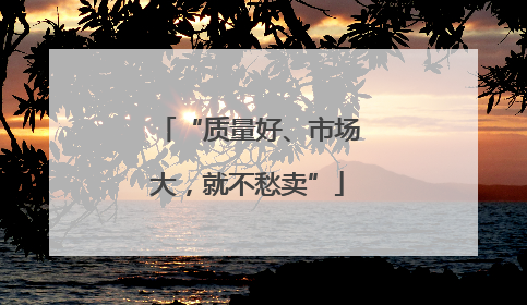 “质量好、市场大，就不愁卖”