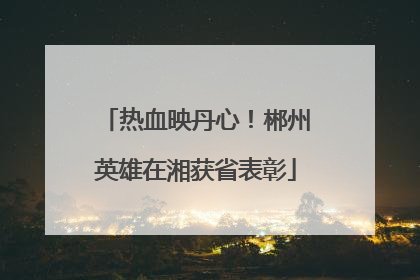 热血映丹心！郴州英雄在湘获省表彰