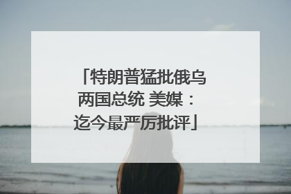 特朗普猛批俄乌两国总统 美媒：迄今最严厉批评