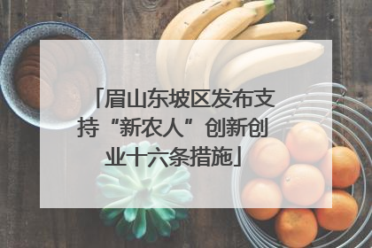 眉山东坡区发布支持“新农人”创新创业十六条措施