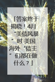 答案终于揭晓！4月“美债风暴”时 美国海外“债主”们都在做什么？