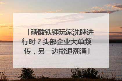 磷酸铁锂玩家洗牌进行时？头部企业大单频传，另一边撤退潮涌