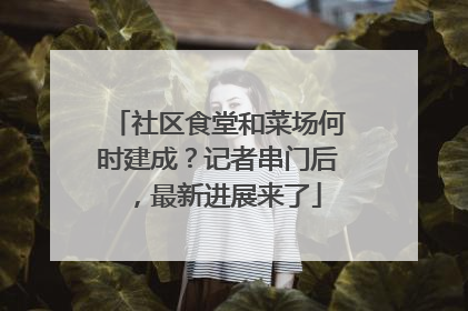 社区食堂和菜场何时建成？记者串门后，最新进展来了