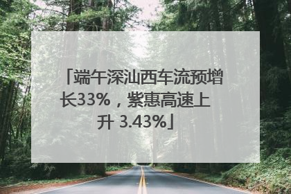 端午深汕西车流预增长33%，紫惠高速上升 3.43%