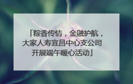 粽香传情，金融护航，大家人寿宜昌中心支公司开展端午暖心活动