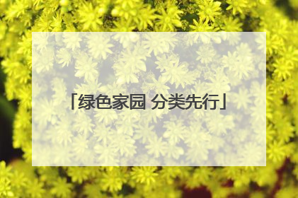 绿色家园 分类先行