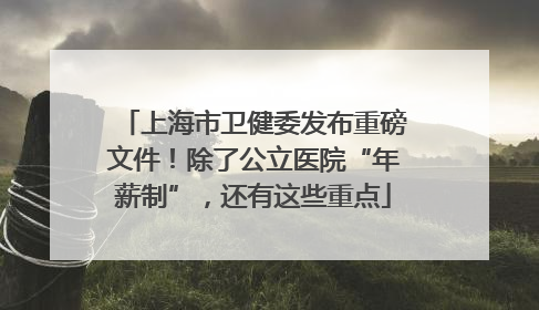 上海市卫健委发布重磅文件！除了公立医院“年薪制”，还有这些重点