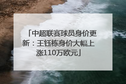 中超联赛球员身价更新：王钰栋身价大幅上涨110万欧元