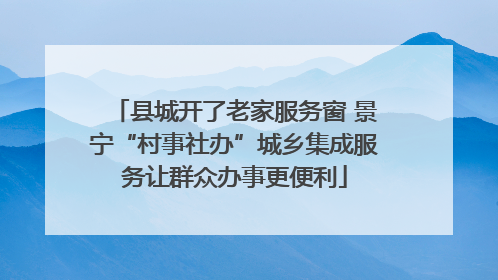县城开了老家服务窗 景宁“村事社办”城乡集成服务让群众办事更便利