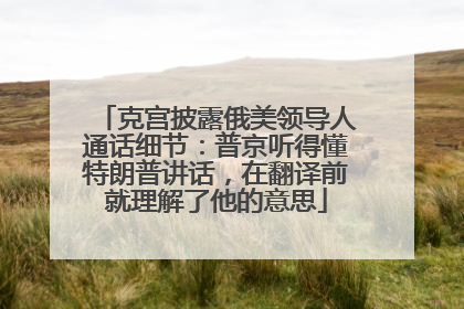 克宫披露俄美领导人通话细节：普京听得懂特朗普讲话，在翻译前就理解了他的意思