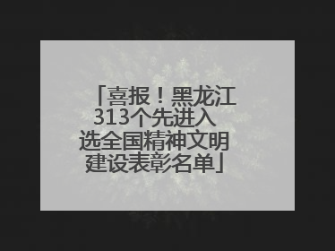 喜报！黑龙江313个先进入选全国精神文明建设表彰名单