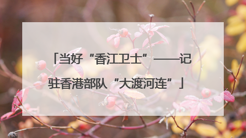当好“香江卫士”——记驻香港部队“大渡河连”