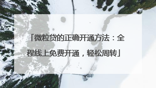 微粒贷的正确开通方法：全程线上免费开通，轻松周转