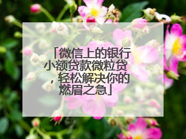 微信上的银行小额贷款微粒贷，轻松解决你的燃眉之急