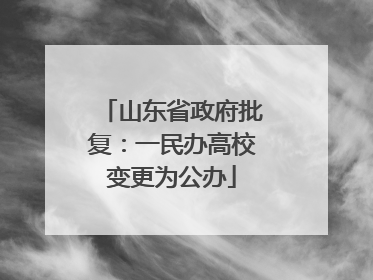 山东省政府批复：一民办高校变更为公办