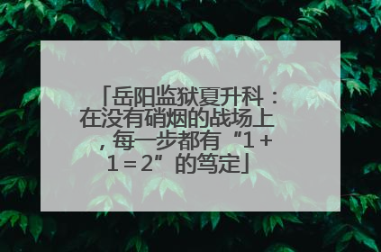 岳阳监狱夏升科：在没有硝烟的战场上，每一步都有“1＋1＝2”的笃定