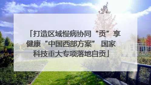 打造区域慢病协同“贡”享健康“中国西部方案” 国家科技重大专项落地自贡