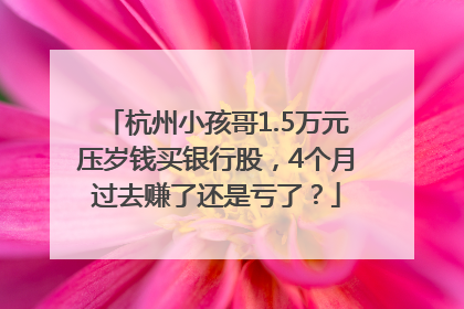 杭州小孩哥1.5万元压岁钱买银行股，4个月过去赚了还是亏了？