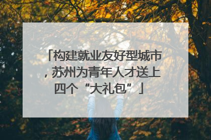 构建就业友好型城市，苏州为青年人才送上四个“大礼包”