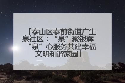 泰山区泰前街道广生泉社区：“泉”聚银辉“泉”心服务共建幸福文明和谐家园