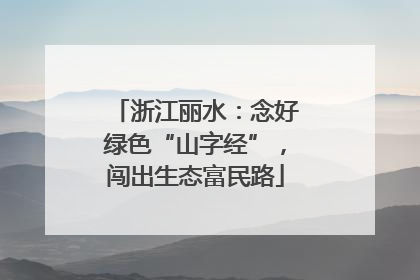 浙江丽水：念好绿色“山字经”，闯出生态富民路