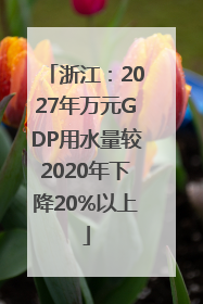 浙江：2027年万元GDP用水量较2020年下降20%以上