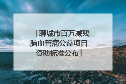 聊城市百万减残脑血管病公益项目资助标准公布