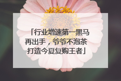 行业增速第一黑马再出手，爷爷不泡茶打造今夏复购王者