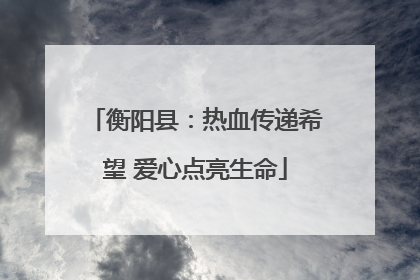 衡阳县：热血传递希望 爱心点亮生命