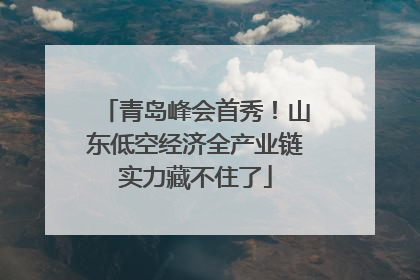 青岛峰会首秀！山东低空经济全产业链实力藏不住了