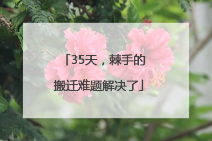 35天，棘手的搬迁难题解决了